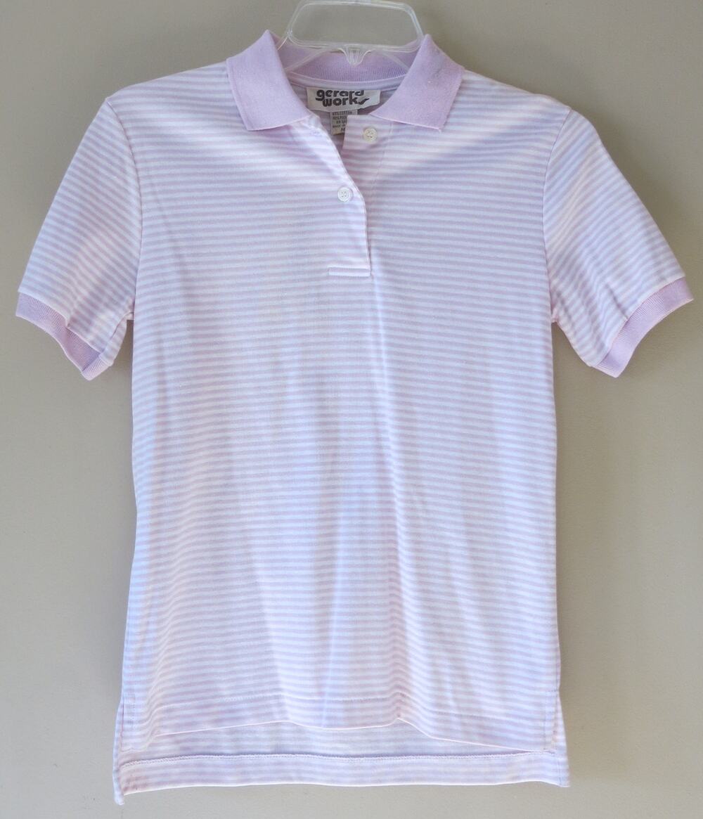 VINTAGE GERARD WORKS *NWT* 70s Polo Shirt Size M Women Pink Preppy Tennis Chic